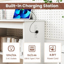 Folding Sewing Table with Charging Station and Casters by DirectDeals