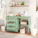 Folding Sewing Table with Charging Station and Casters by LJGDeals