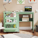 Folding Sewing Table with Charging Station and Casters by LJGDeals