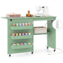 Folding Sewing Table with Charging Station and Casters by DirectDeals