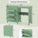 Folding Sewing Table with Charging Station and Casters by LJGDeals