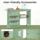 Folding Sewing Table with Charging Station and Casters by LJGDeals