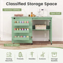 Folding Sewing Table with Charging Station and Casters by LJGDeals