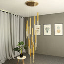GobekUsa Crystal Loft Chandelier: Modern Nordic Art Deco Gold LED Lighting for Living Room