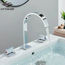 GobekUsa Dual Handle Basin Faucet: Deck Mounted Hot Cold Water Mixer Taps for Bathroom