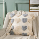 GobekUsa Heart Embroidery Cushion Cover 45x45cm Orange Grey Geometric Pillowcase