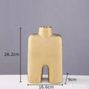 GobekUsa Gold Ceramic Vase Desk Decor Artificial Flower Arrangement Aesthetic Room Vase