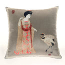 GobekUsa Ancient Chinese Beauty Girl Velvet Satin Throw Pillow Cover 45x45cm