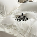 GobekUsa Lace Embroidery 1200TC Egyptian Cotton 4Pcs Bedding Set with Wide Hollow Design