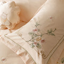 GobekUsa Luxe Flowers Embroidery 1000TC Egyptian Cotton Bedding Set with 2 Pillowcases