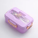 GobekUsa Kids Cartoon Bento Lunch Box with Fork Spoon, Heated 3 Grid Sandwich Snack Box