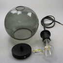 Smoky Gray Glass Globe Pendant Light With Iron Finish
