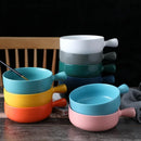 GobekUsa Ceramic Single Handle Salad Bowl, Microwave Safe for Breakfast, Dessert, Soup