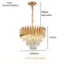 GobekUsa Gold Crystal LED Pendant Light: Modern Luxury Suspension Lamp for Living Room & Restaurant