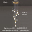 GobekUsa LED Luxury Chandelier for Living Room Hall Dining Kitchen - Modern Double Staircase Lighting