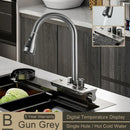 GobekUsa Digital Display Pull Out Kitchen Faucet - Single Hole Temperature Mixer