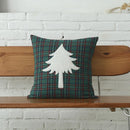 GobekUsa Christmas Plaid Cotton Cushion Cover with Letter Snowflake Embroidery