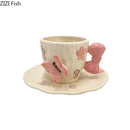 GobekUsa Bowknot Ceramic Cup & Saucer Set for Dining Table and Coffee - Tea & Juice Mug
