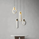 GobekUsa Black Gold Round Pendant Light Chandelier for Bedside Long Cable 12W