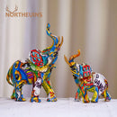 GobekUsa Elephant Resin Figurine: Graffiti Animal Statue for Home Feng Shui Decor