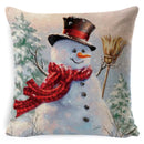 GobekUsa Christmas Snowman & Santa Claus Linen Pillow Cover for Festive Living Room Decor