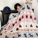 GobekUsa Double-Sided Thin Velvet Printed Blanket for Adults - Spring Autumn Bedding & Sofa Decor