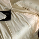 GobekUsa Eucalyptus Fiber Flower Embroidery Quilt Set with Bed Sheet & Pillowcase