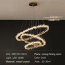 GobekUsa Golden Round Crystal Chandelier | Nordic Luxury LED Halo Chandelier for Living Room