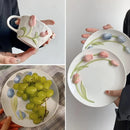 GobekUsa 3D Embossed Tulip Ceramic Coffee Mug - Handcrafted Irregular Flower Cup