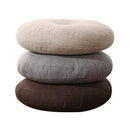 GobekUsa Grey Linen Round Floor Pillow Seating Cushion with Zippered Cover Pouf