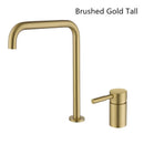 GobekUsa Black Basin Faucet: Brushed Gold Two-Hole Bathroom Sink Tap with Rotating Spout