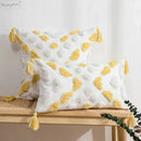 GobekUsa Boho Style Tufted Tassels Yellow Cushion Cover for Home Decor
