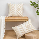 GobekUsa Geometric Tufted Cotton Canvas Embroidered Pillow Covers for Home Decor