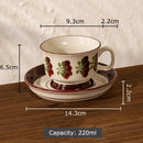 GobekUsa Ink Flowers Ceramic Cup & Saucer Set - Gold-plated Coffee Mug for Dining Table