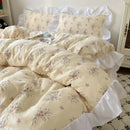 GobekUsa Korean Lace Bedding Set, Full Double Size, Washed Cotton, Soft Bedclothes