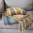 GobekUsa Knitted Striped Sofa Blanket