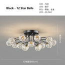GobekUsa Glass Bubble Ball LED Ceiling Light in Black Gold Crystal for Bedroom & Living Room
