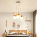 GobekUsa Kids Wood Airplane Chandelier LED Suspension Light for Boy's Bedroom