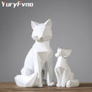 GobekUsa Geometric Fox Sculpture: Modern White Abstract Desktop Art & Creative Gift
