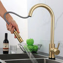 GobekUsa Brushed Gold Pull Out Kitchen Faucet Luxury Black Sink Tap Kitchen Mixer