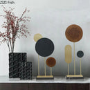GobekUsa Geometric Alloy Crafts Marble Base Statue Modern Home Decor