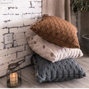 GobekUsa Knit Pillow Cover Nordic Style Button Open Grey Ivory Coffee