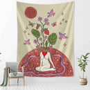 GobekUsa Botanical Girl Tarot Astrology Tapestry Wall Hanging for Boho Wicca Aesthetic Decor