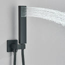GobekUsa Black Wall Mounted Shower System with Handshower - 12/16 Inch Rainwater Faucet