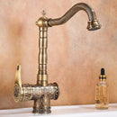 GobekUsa Antique Bronze Bathroom Sink Faucet Deck Mounted Lavotory Faucet