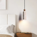 GobekUsa LED Pendant Lamp Yellow Travertine Wood Hanging Light Fixture Luminaire