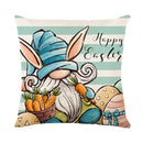 GobekUsa Easter Bunny Rabbit Linen Cushion Cover 45x45cm - Flower Print Festival Pillowcase