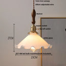 GobekUsa White Glass LED Pendant Lights with Walnut Wood Details