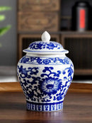GobekUsa Blue White Porcelain Tea Pot Canister for Sealed Storage Organization