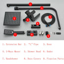 GobekUsa Black Stainless Steel Shower Faucet Set with Waterfall Outlet - Chrome Bathtub Tap